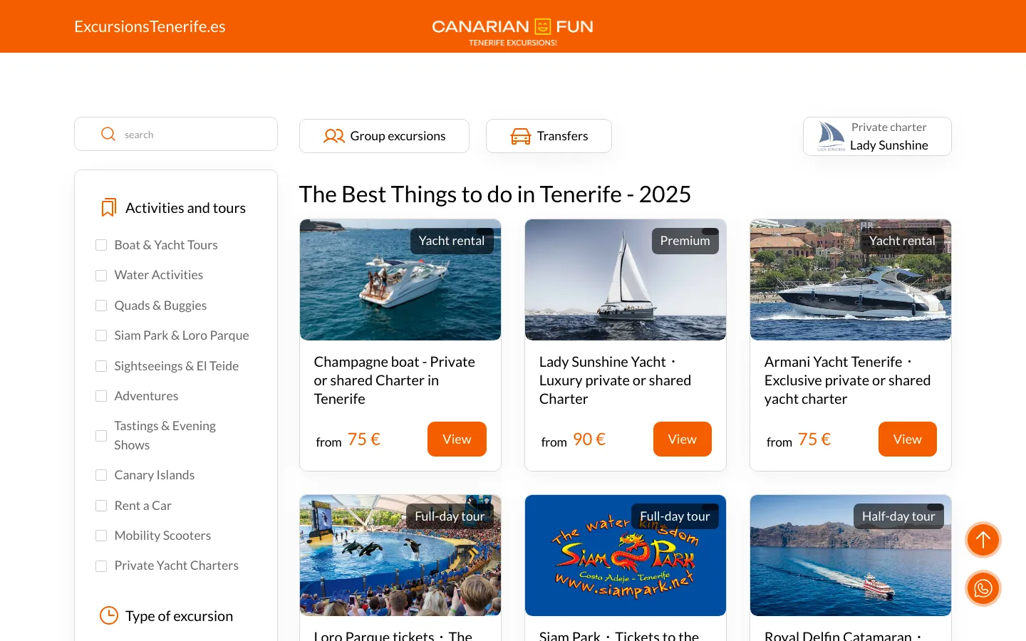 Homepage of Excursions Tenerife (excursionstenerife.es)